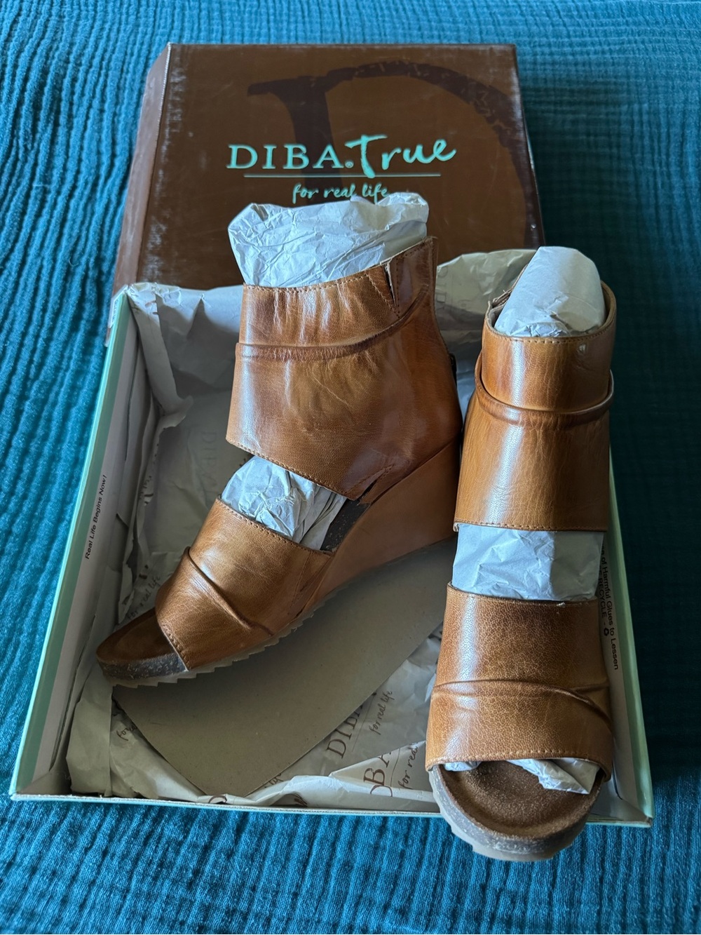 Diba True Women's Brown Leather Wedge Sandals